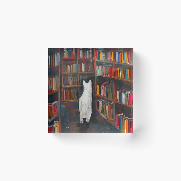 Item preview, White cat in the library - looking for another book designed and sold by sakurashorty.