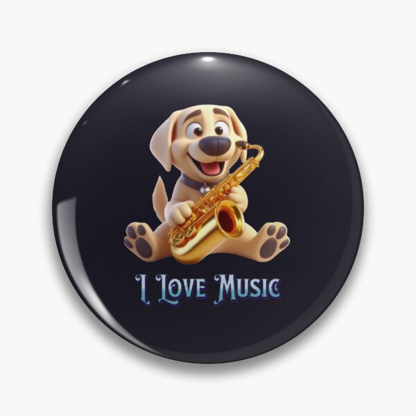 Item preview, Love for the music. dog playing saxophone designed and sold by I-love-music.