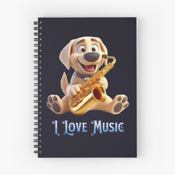 Item preview, Love for the music. dog playing saxophone designed and sold by I-love-music.