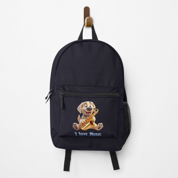 Item preview, Love for the music. dog playing saxophone designed and sold by I-love-music.