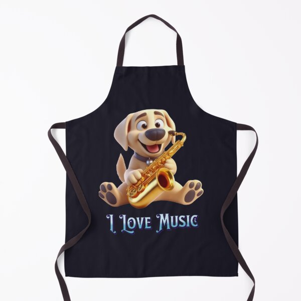Item preview, Love for the music. dog playing saxophone designed and sold by I-love-music.