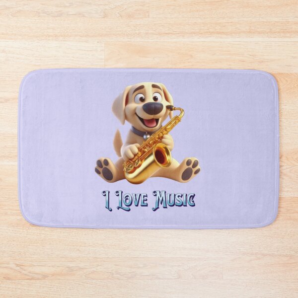 Item preview, Love for the music. dog playing saxophone designed and sold by I-love-music.