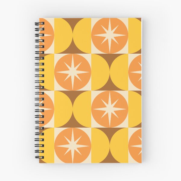 Item preview, Mid Century Starbursts on Orange Circles and Yellow Half Circles  designed and sold by Yasminepatterns .