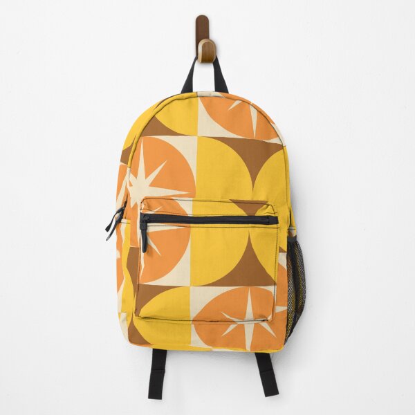 Item preview, Mid Century Starbursts on Orange Circles and Yellow Half Circles designed and sold by Yasminepatterns .