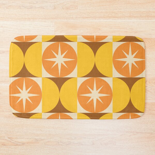 Item preview, Mid Century Starbursts on Orange Circles and Yellow Half Circles  designed and sold by Yasminepatterns .