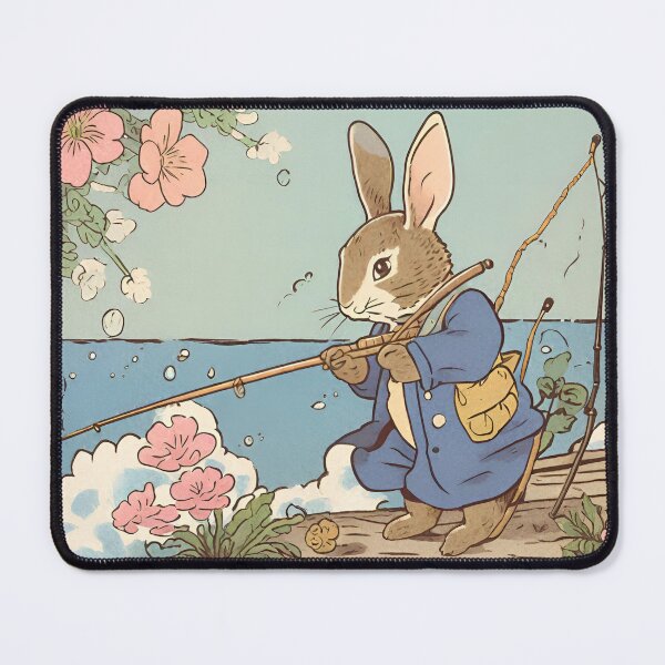 Item preview, Cute Beautiful White Brown Rabbit Fishing Fisherman Fishing Dad designed and sold by wigobun.