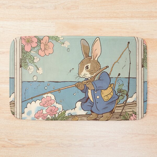 Item preview, Cute Beautiful White Brown Rabbit Fishing Fisherman Fishing Dad designed and sold by wigobun.