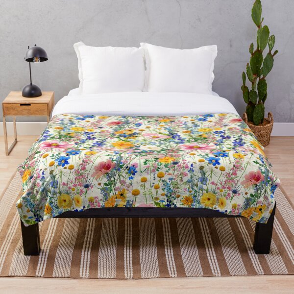 Item preview, Summer garden flowers and grass designed and sold by P&U Fabric.