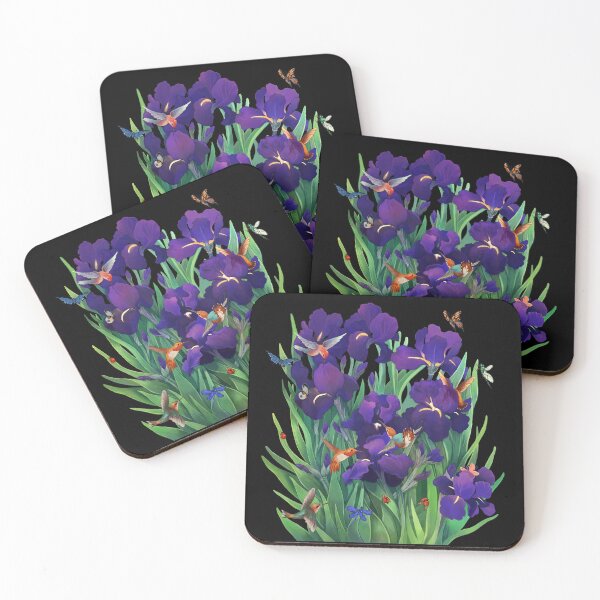Item preview, Anne's Garden - Iris and Hummingbird Painting designed and sold by kikoeart.