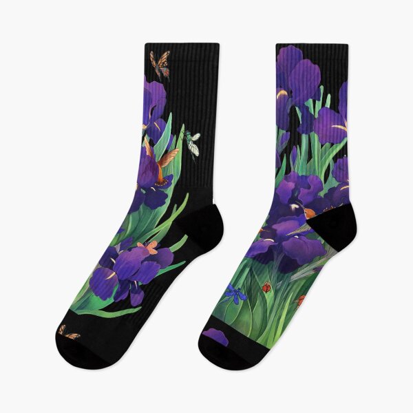 Item preview, Anne's Garden - Iris and Hummingbird Painting designed and sold by kikoeart.