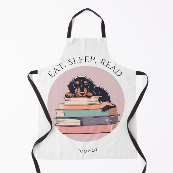 Item preview, Eat sleep read repeat books bookwarm booklover funny cute black dachshund dog designed and sold by SoulfulT.