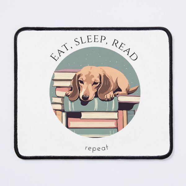 Item preview, Eat sleep read repeat books bookwarm booklover funny cute sleeping dachshund dog designed and sold by SoulfulT.