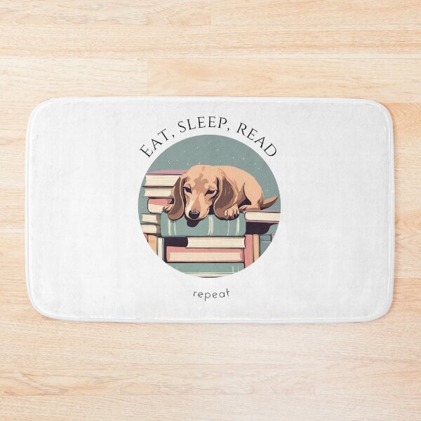 Item preview, Eat sleep read repeat books bookwarm booklover funny cute sleeping dachshund dog designed and sold by SoulfulT.
