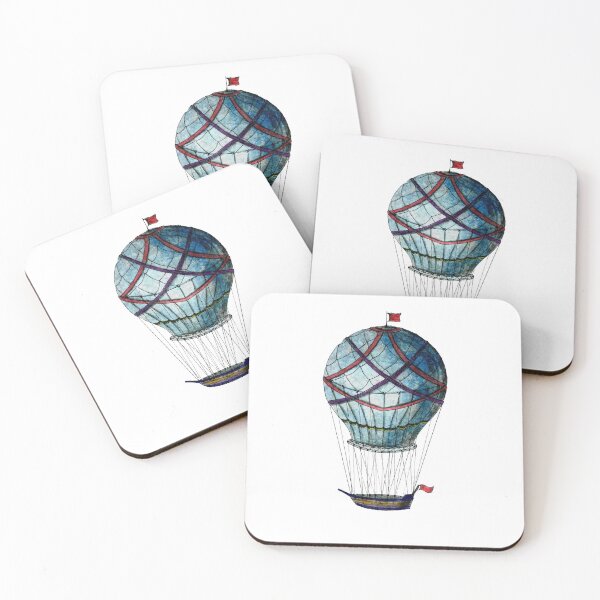 Item preview, hot air balloon vintage blue designed and sold by rossdecoart.