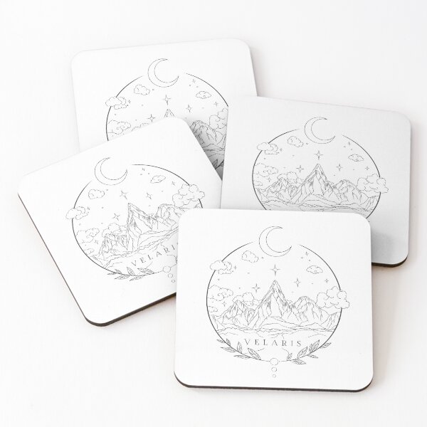 Item preview, Velaris print with stars moon and mountains designed and sold by FunkenflugPrint.