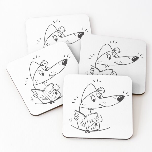 Item preview, Whimsical Dog Reading Book in Floppy Hat - Funny Black and White Drawing designed and sold by BNCH44.