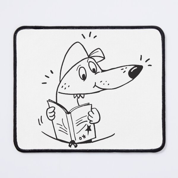 Item preview, Whimsical Dog Reading Book in Floppy Hat - Funny Black and White Drawing designed and sold by BNCH44.