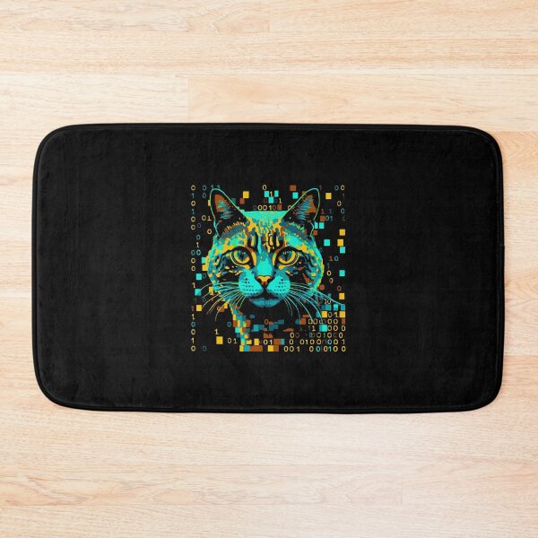 Item preview, Digital binary feline cat cybernetic futuristic unique tabby designed and sold by w1ckerman.