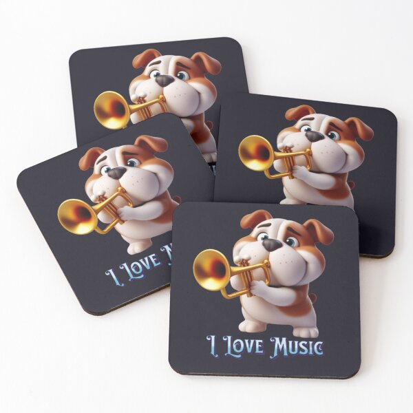 Item preview, Love music. Bulldog dog with trumpet. designed and sold by I-love-music.