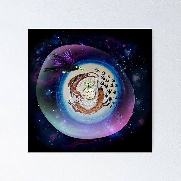 Item preview, Raven dropping seeds over the earth designed and sold by Christi  Neff.