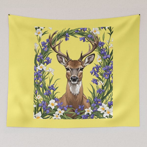 Item preview, Michigan White Tailed Deer With Iris Flower 2 designed and sold by taiche.