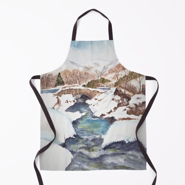 Item preview, Ash Bridge, England, running river, mountains, snow designed and sold by Gnomes1bySue.