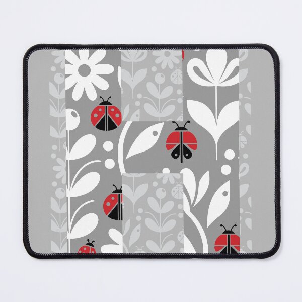 LADYBUG FLOWERS GREY LETTER H Mouse Pad