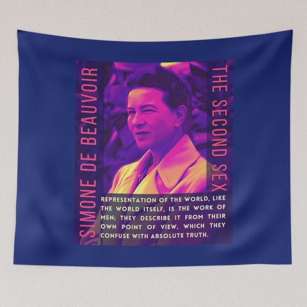 Item preview, Simone de Beauvoir portrait and quote: Representation of the world, like the world itself, is the work of men; they describe it from their own point of view designed and sold by artbleed.