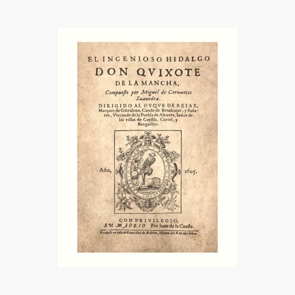Cervantes, Don Quijote de la Mancha 1605 Lámina artística