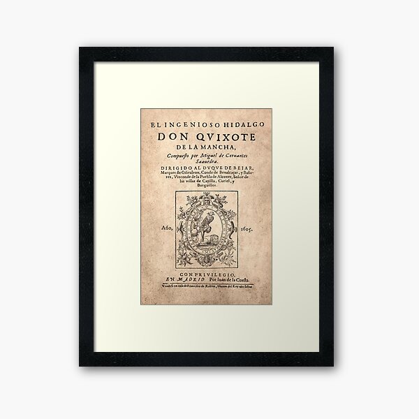 Cervantes, Don Quijote de la Mancha 1605 Lámina enmarcada