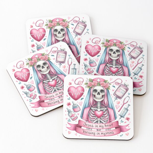 Item preview, Pink Skeleton Nursing - Pink Skeleton Jesus In My Heart Nursing In My Veins designed and sold by clarkfraser.