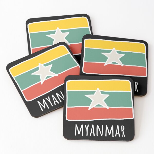 Item preview, Flag of Myanmar Southeast Asia Yangon Burma Burmese White Black designed and sold by Good Tidings to All.