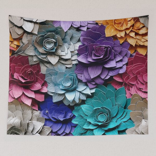 Item preview, Teal Magenta Multicolored Textured Floral Pattern designed and sold by bubblegoth.