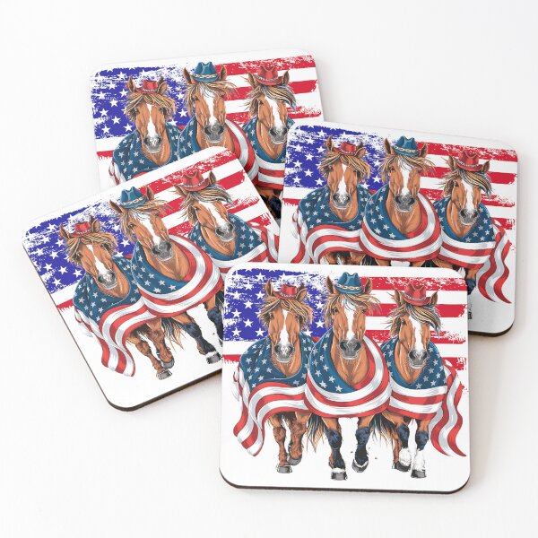 Item preview, funny Three horses lovers 4th of July Patriotic US Flag western  designed and sold by Micro-dose.