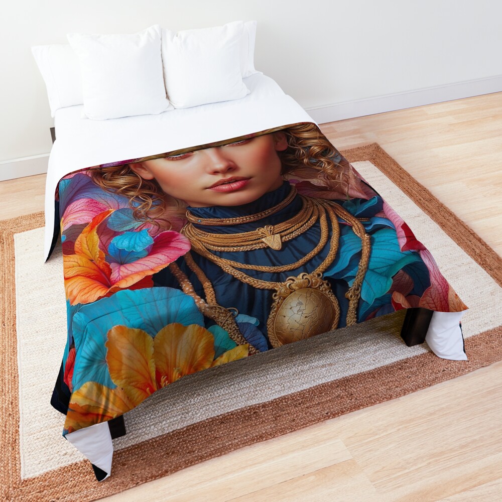 Portrait Of Alice Credenza Enchanted AI Concept Art by Xzendor7 Decorative Fantasy Portrait Comforter