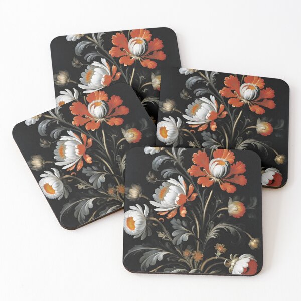 Item preview, baroque style floral pattern in black background designed and sold by optimusprime39.