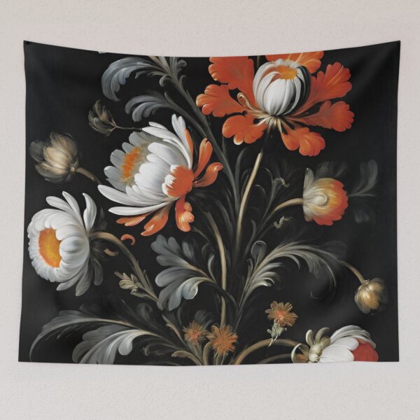 Item preview, baroque style floral pattern in black background designed and sold by optimusprime39.