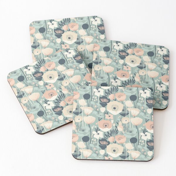Item preview, Soft Blue Mid Century Floral designed and sold by ZodiacKat.