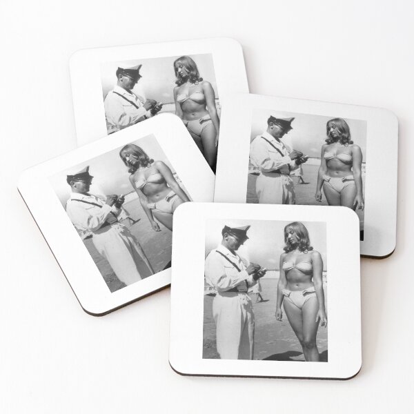 Item preview, A policeman issues a ticket to a woman for wearing a bikini, 1957 designed and sold by Shayli Kipnis.