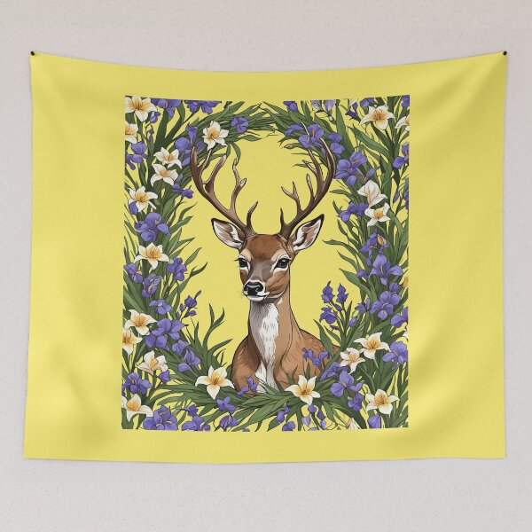 Item preview, Michigan White Tailed Deer With Iris Flower 3 designed and sold by taiche.