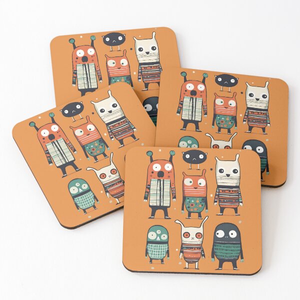 Item preview, Pattern Crazy Cute Monsters Illustration Cartoon Orange designed and sold by ShaViArt.