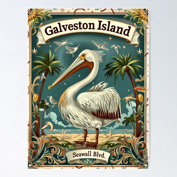 Item preview, Galveston Island Pelican Seawall Blvd  designed and sold by David Balzen.