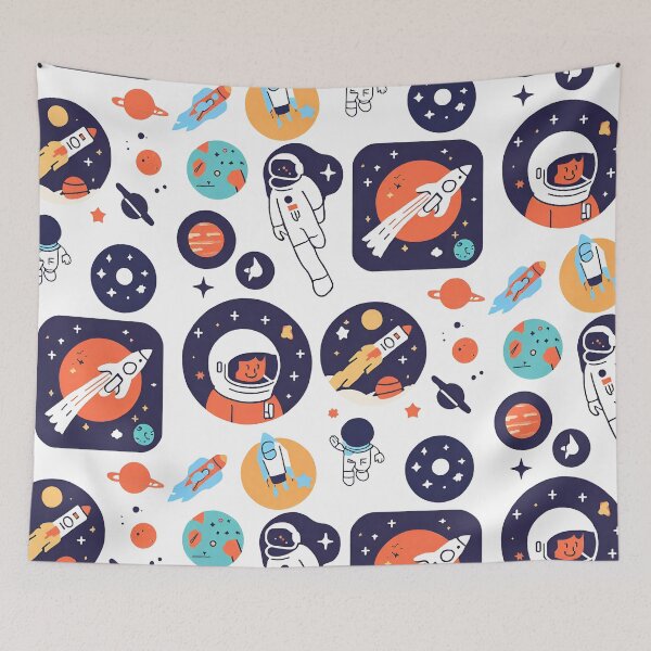 Aperçu de l'œuvre Ensemble d'idées de décoration de chambre de garçons graphiques Espace et Galaxie créée et vendue par CyberArtistOne.