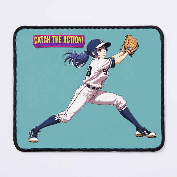 Item preview, anime girl baseball player catching the ball and catching the action! designed and sold by PrintPlanetGo.