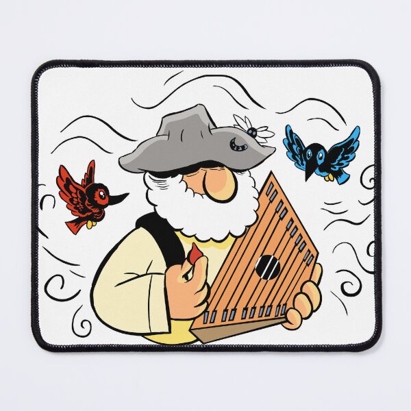Item preview, MOUNTAIN MAN PLAYING THE LAP HARP WITH BIRDS designed and sold by NEEDFUL STRINGS LLC.
