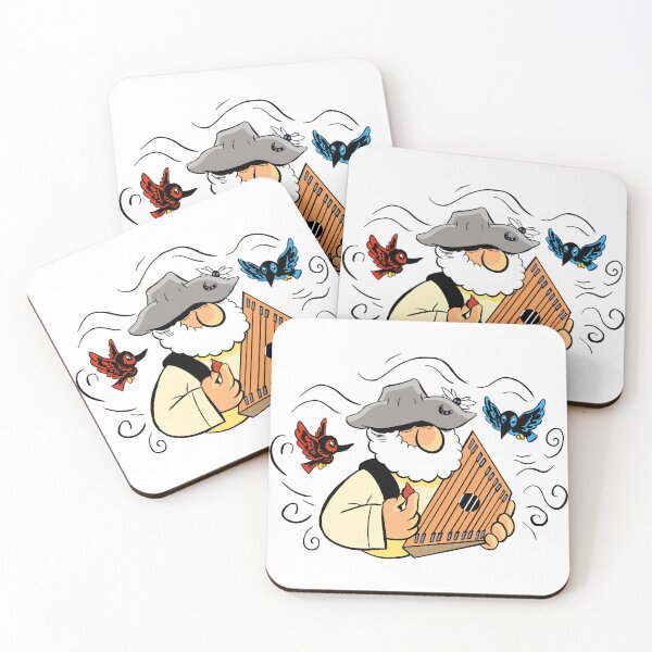 Item preview, MOUNTAIN MAN PLAYING THE LAP HARP  WITH BIRDS designed and sold by NEEDFUL STRINGS LLC.