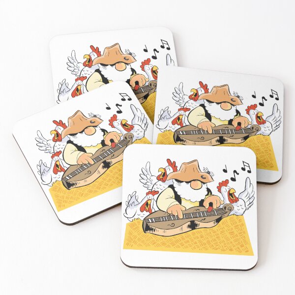 Item preview, MOUNTAIN MAN PLAYING THE MOUNTAIN DULCIMER WITH SOME CHICKENS designed and sold by NEEDFUL STRINGS LLC.