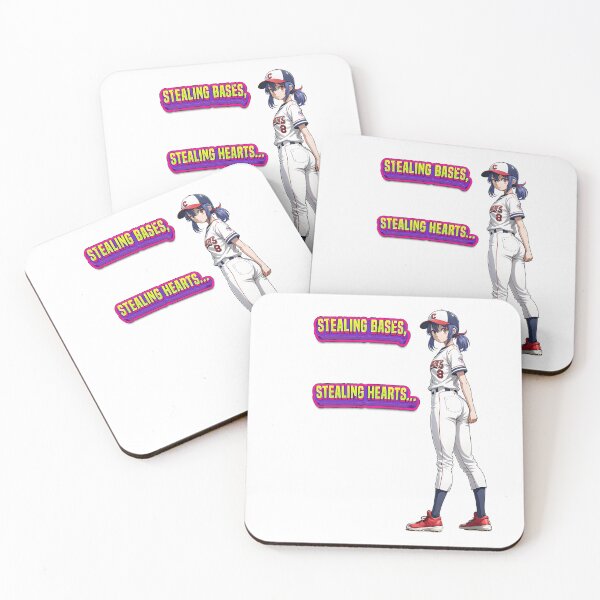 Item preview, cute anime girl baseball player rstealing bases and hearts! designed and sold by PrintPlanetGo.