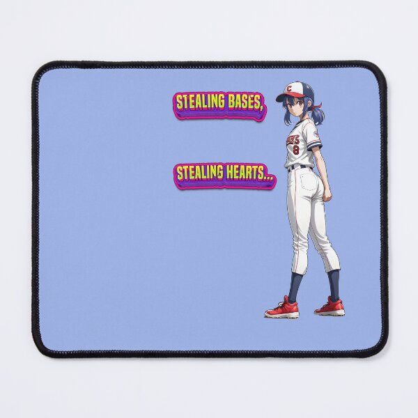 Item preview, cute anime girl baseball player rstealing bases and hearts! designed and sold by PrintPlanetGo.