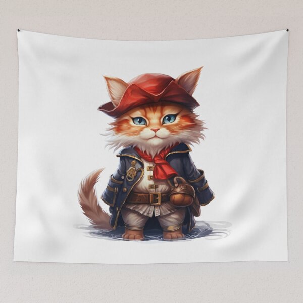 Item preview, Kawaii Red Cat Pirate designed and sold by KawaiiArtStyle.